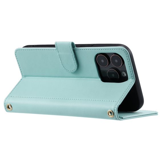 Husă cu clapetă pentru iPhone 16 Pro Max, Rhombus Crossbody Leather, verde