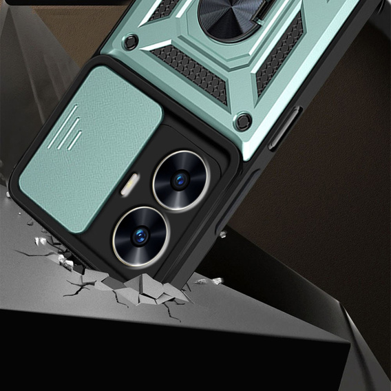 Husă blindată pentru Realme C55, CamShield Slide, verde