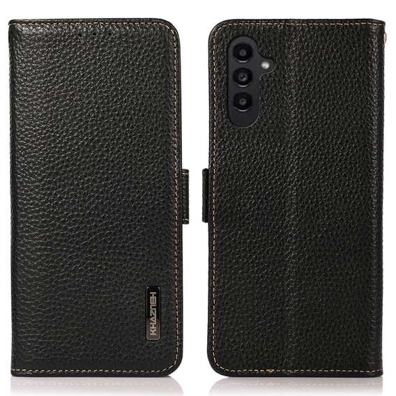 KHAZNEH RFID caz pentru Samsung Galaxy A35 5G, Litchi Texture, negru