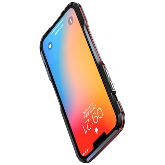 Husa LUPHIE pentru iPhone 13, Armor Bumper, negru / roșu