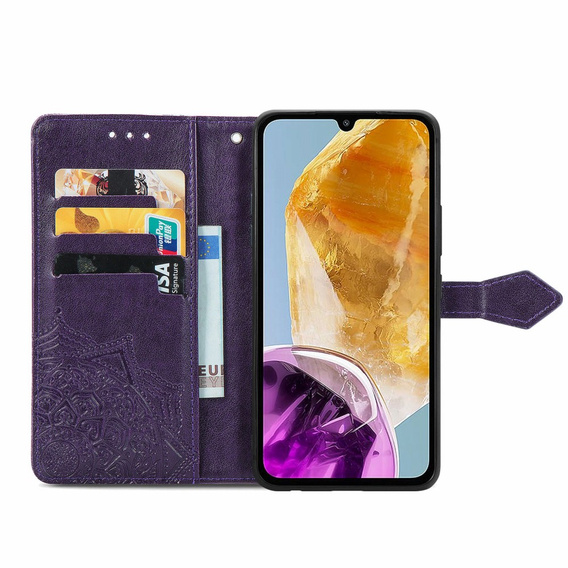 Cu clapetă pentru Samsung Galaxy M15 5G, Mandala, violet