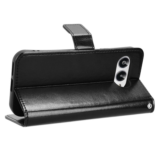 Cu clapetă pentru T Phone 3 5G, Crazy Horse Wallet, negru