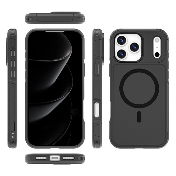Husă MagForce pentru iPhone 17 Pro Max, pentru MagSafe, blindată, neagră