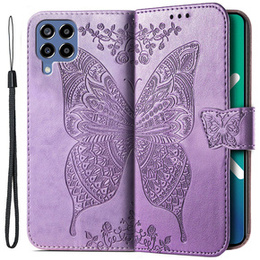Cu clapetă pentru Samsung Galaxy M33, Butterfly, violet