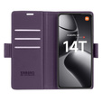 Husă pentru Xiaomi 14T, ERBORD Glossy Litchi, portofel cu clapetă, violet