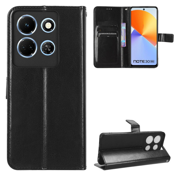 Cu clapetă pentru Infinix Note 30, Crazy Horse Wallet, negru