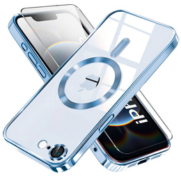 Husă pentru iPhone 16E, Electro MagSafe, albastru + Sticlă pentru ecran