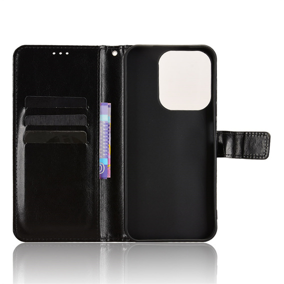 Cu clapetă pentru Xiaomi Redmi 15C 4G/LTE, Crazy Horse Wallet, negru