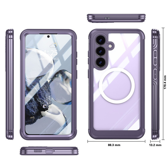 Husă pentru Samsung Galaxy S25 FE, Shockproof, cu sticlă, pentru MagSafe, violet