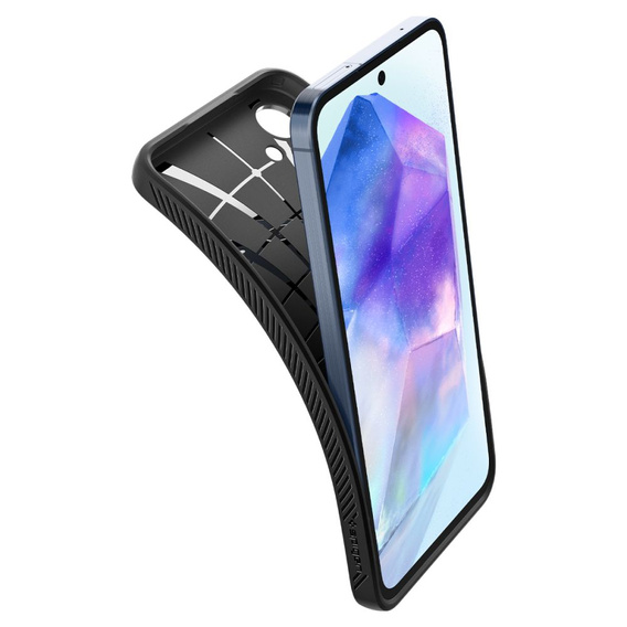 Carcasa Spigen pentru Samsung Galaxy A55 5G, Liquid Air, negru + 9H Tempered Glass