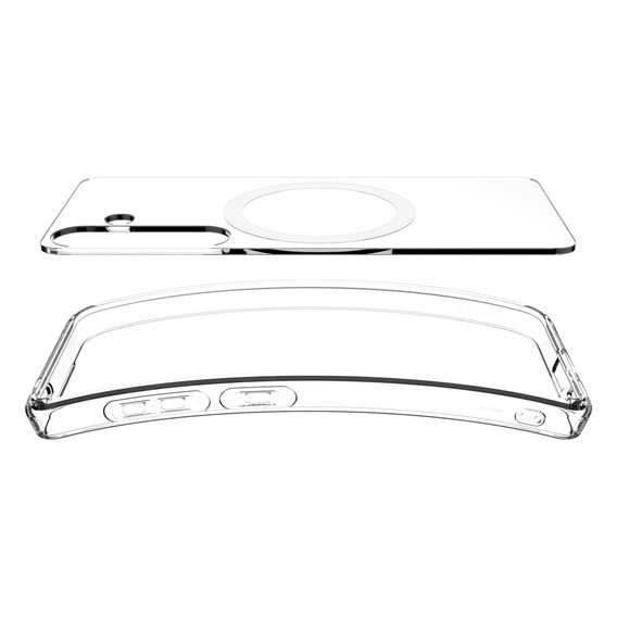 Carcasă MagSafe Spigen pentru Samsung Galaxy S25+ Plus, Ultra Hybrid, transparent / alb + 9H Tempered Glass