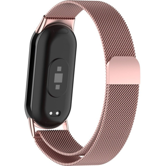Brățară milaneză cu brățară cu carcasă pentru Xiaomi Smart Band 10 / 9 / 8, roz