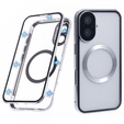 Carcasa Magnetic Dual Glass MagSafe pentru iPhone 16, de argint