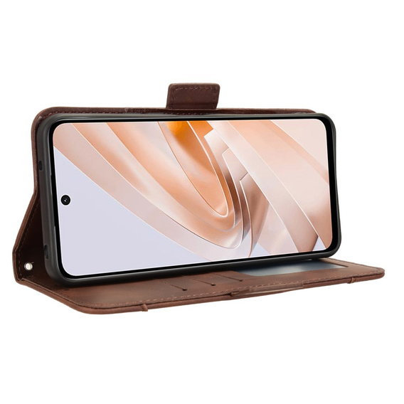 Cu clapetă pentru Xiaomi Redmi 13, Card Slot, maro