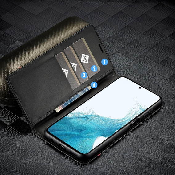 Carcasă cu clapetă pentru Samsung Galaxy S25, Carbon LC.IMEEKE, negru