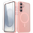 Husă pentru Samsung Galaxy S25, pentru MagSafe, ERBORD Matt Case, roz + sticlă pentru ecran