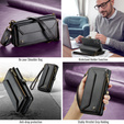 Husă CASEME pentru Samsung Galaxy S25 FE, RFID Leather Wallet, cu curea de umăr, negru
