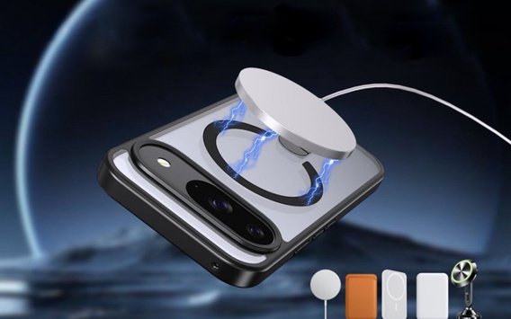 Husă Fusion Hybrid pentru Google Pixel 10 / 10 Pro, pentru MagSafe, cu suport, gri