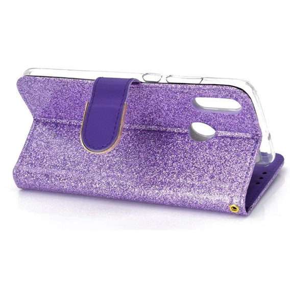 Cu clapetă pentru Huawei P Smart 2019 / Honor 10 Lite, Glitter Mirror Wallet, violet