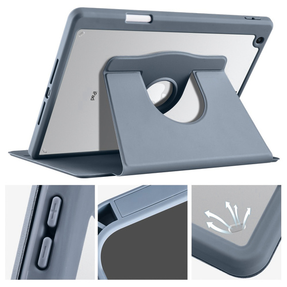 Husă pentru iPad 10.2" 2021/2020/2019 (9/8/7 gen.), cu spațiu pentru stylus, rotativ la 360 °, violet