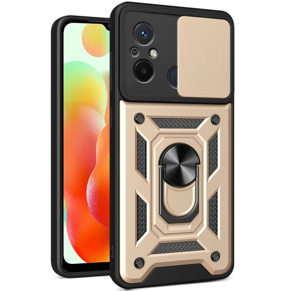Husă blindată pentru Xiaomi Redmi 12C, CamShield Slide, de aur