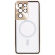 Carcasa Magnetic Dual Glass MagSafe pentru Samsung Galaxy S21 Ultra, de aur