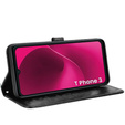 Husa cu clapetă pentru T Phone 3 5G, Wallet Rhombus, negru