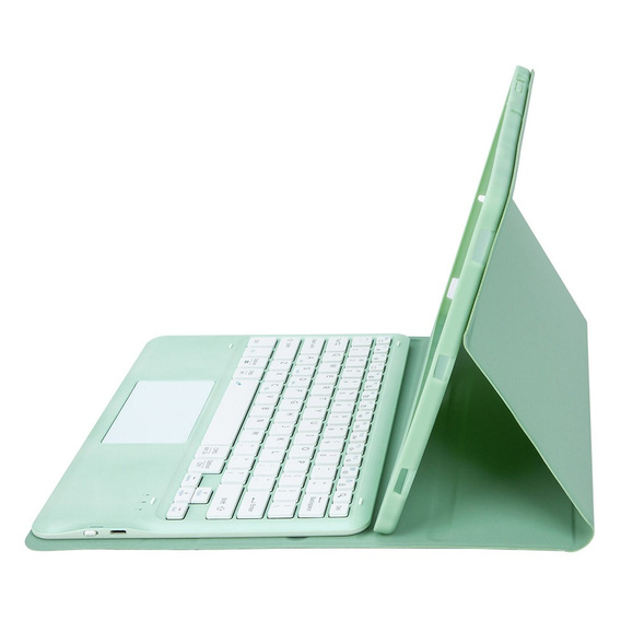 Carcasă + tastatură Samsung Galaxy Tab S9+, Leather Pen Slot TouchPad, verde deschis