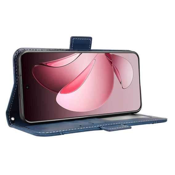Cu clapetă pentru Oppo Reno 13 Pro, Card Slot, albastru închis