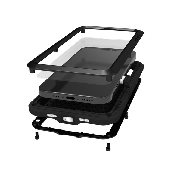 Love Mei Huse pentru iPhone 16 Pro, armored with glass, negru