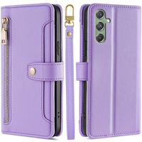 Cu clapetă pentru Samsung Galaxy M34, Wallet Zipper Pocket, violet