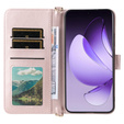 Carcasă cu clapetă pentru Oppo Reno 13 Pro 5G, Crossbody Leather Wallet, roz