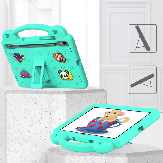 Husă pentru copii pentru Samsung Galaxy Tab S7/S8/S9, Cute Patterns, cu suport, verde