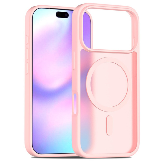 Carcasă Matt pentru iPhone 17 Pro, pentru MagSafe, roz translucid
