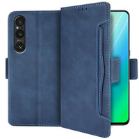 Cu clapetă pentru Sony Xperia 1 V, Card Slot, albastru închis