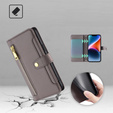 Cu clapetă pentru Xiaomi Redmi Note 13 Pro+, Wallet Zipper Pocket, gri