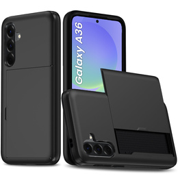 Huse pentru Samsung Galaxy A36 5G, Sliding Card Holder, negru