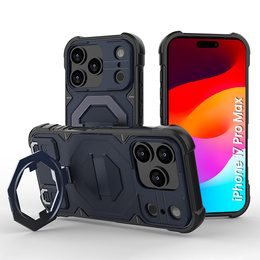 Husă pentru iPhone 17 Pro Max, pentru MagSafe, blindată cu suport, albastru