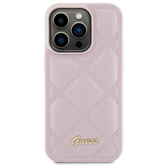 Husă metalică matlasată cu logo pentru iPhone 15 Pro