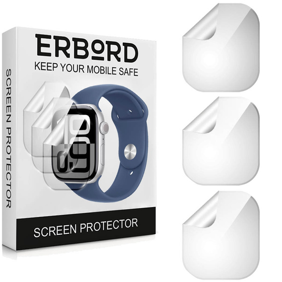 3x ERBORD Hydrogel Foil pentru Apple Watch 10/11 42mm