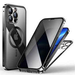Husă pentru iPhone 13 Pro Max, Privacy Dual Glass, pentru MagSafe, negru