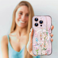 Husă magnetică cu model floral realizat cu laser pentru iPhone 16 Pro