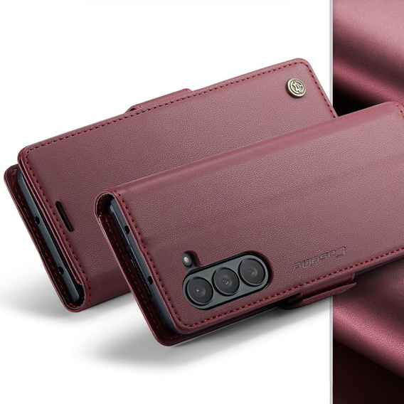 Husa cu clapetă CASEME pentru Samsung Galaxy Z Fold6 5G, Litchi Wallet, roșu