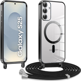 Husă pentru Samsung Galaxy S25, Electro MagSafe, negru + Lanyard