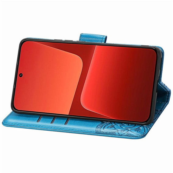 Cu clapetă pentru Xiaomi 13, Butterfly, albastru