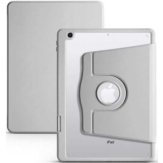 Husă pentru iPad 10.2" 2021/2020/2019 (9/8/7 gen.), cu spațiu pentru stylus, rotativ la 360 °, gri