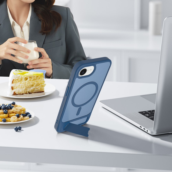 Husă pentru iPhone 16E, Kickstand Matt Case, pentru MagSafe, albastru