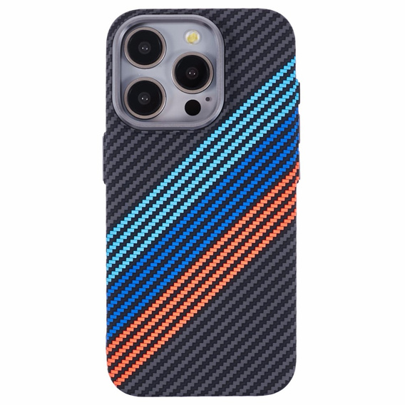 Carcasa pentru iPhone 13 Pro Max, Carbon Fiber MagSafe, albastru închis