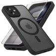 Husă pentru iPhone 16, pentru MagSafe, ERBORD Matt Case, negru + sticlă pentru ecran