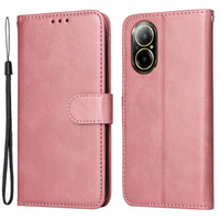 Cu clapetă pentru Realme C67, Leather Wallet, roz rose gold